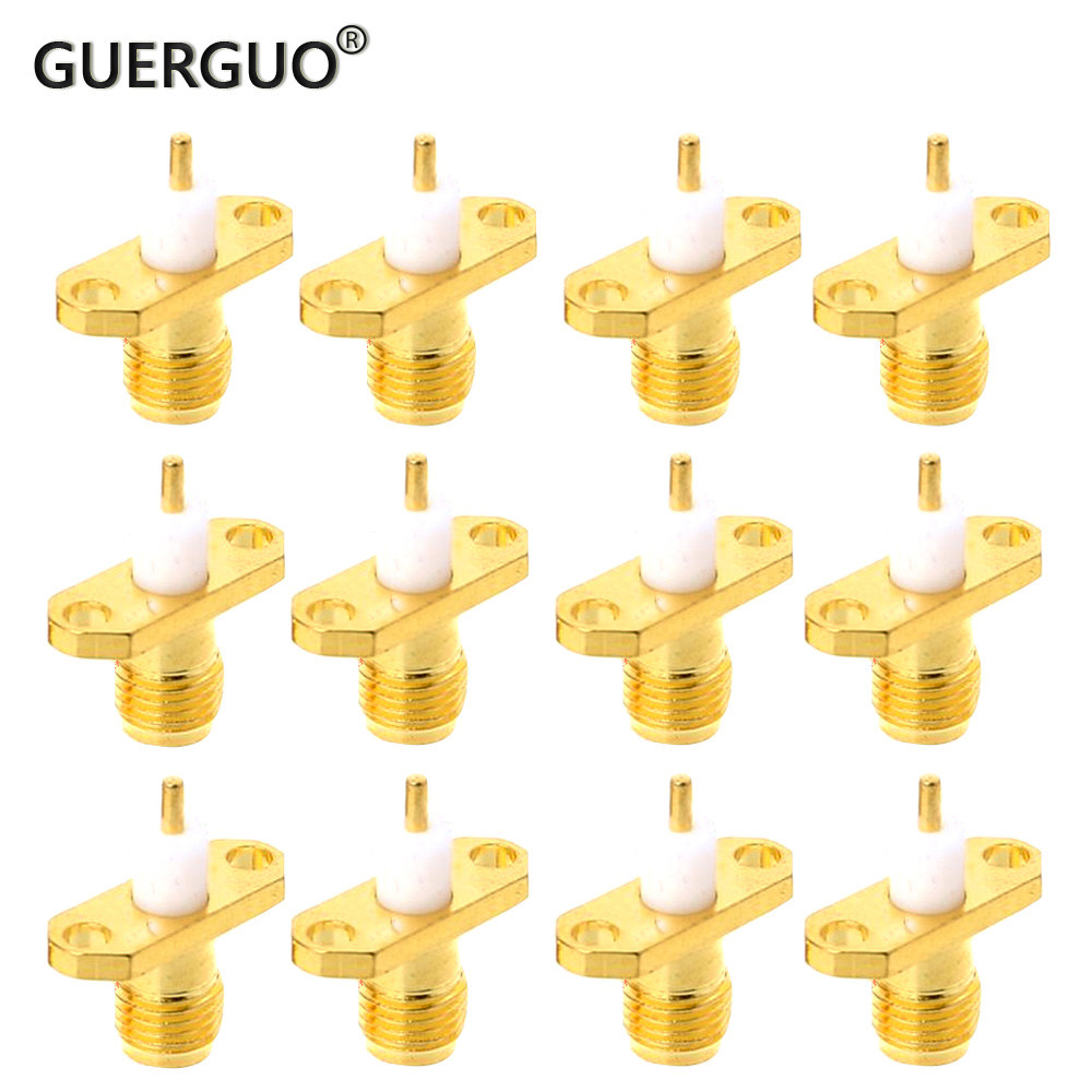 [해외] SMA 암 플랜지 다이아몬드 모양 PCB 솔더 보드 고정 내부 구멍 구리 금도금 RF 안테나 소켓 플러그 1