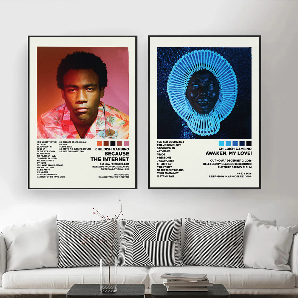 유치한 감비노 때문에 인터넷 음악 스타 앨범 커버 포스터 인쇄 벽 예술 그림 그림 사진 선물 방 홈 장식