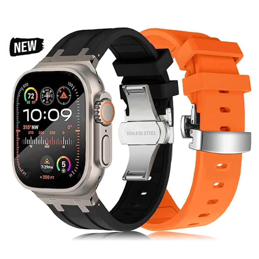 러버밴드 우레탄시계줄 러버스트랩 애플 워치 울트라 2 용 소프트 고무 스트랩 스포츠 실리콘 밴드 아이워