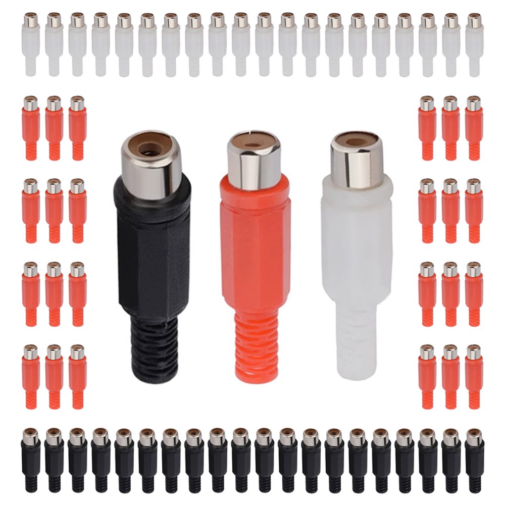 레드 블랙 RCA 플러그 플라스틱 로터스 오디오 비디오 암 소켓 용접 커넥터 어댑터 20 개 100 500