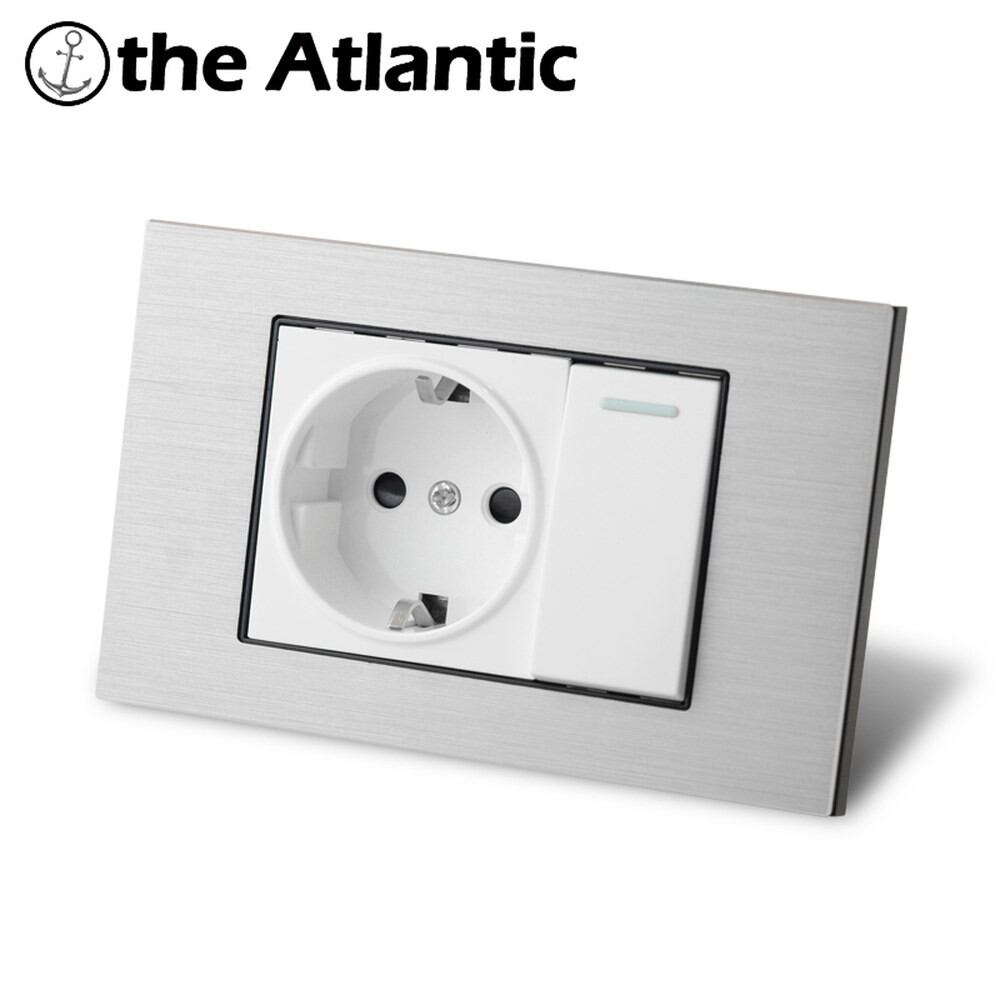 [해외] 118mm  75mm 16A EU 전원 소켓 USB 데이터 스위치 RJ45 TV 실버 화이트 메탈 한국 스페인 플러그 콘센트
