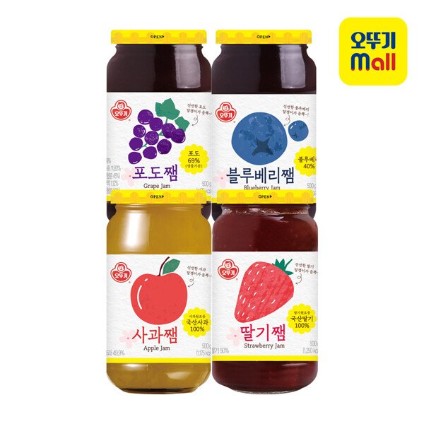 오뚜기 (현대Hmall)오뚜기 딸기쨈/블루베리쨈/사과쨈/포도쨈 500g 3개 골라담기