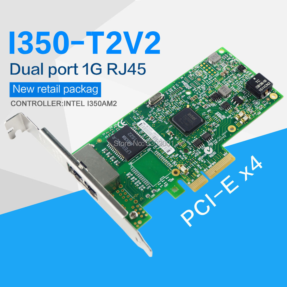 [오늘출발] FANMI I350-T2V2 PCI-E 4X 서버 듀얼 RJ45 포트 기가비트 이더넷 LAN 인텔 i350AM2 1G 네트워크 카드