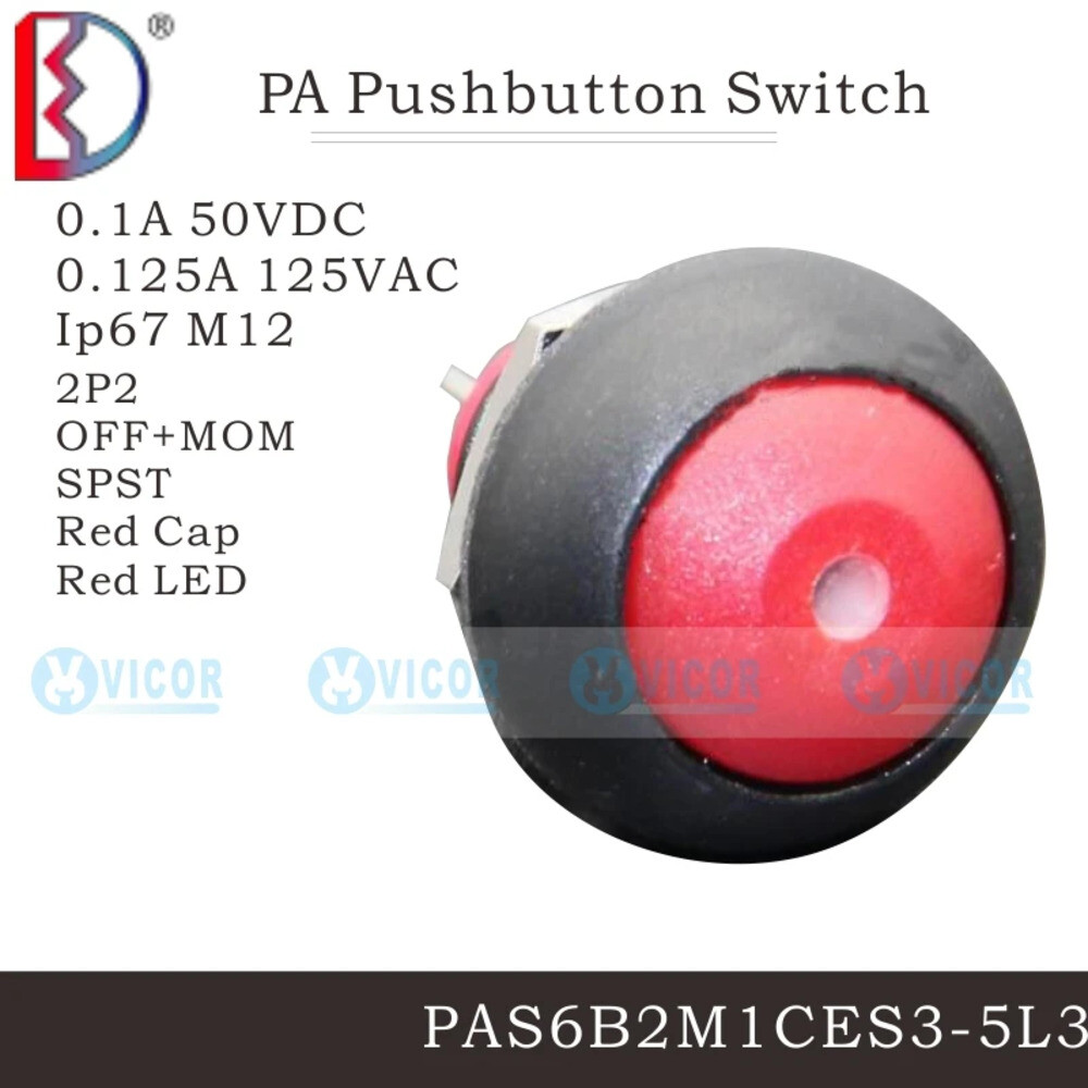 PAS6B2M1CES3-5 l3 레드 블록 빛나는 리셋 방수 모델 해들리 푸시 버튼 스위치
