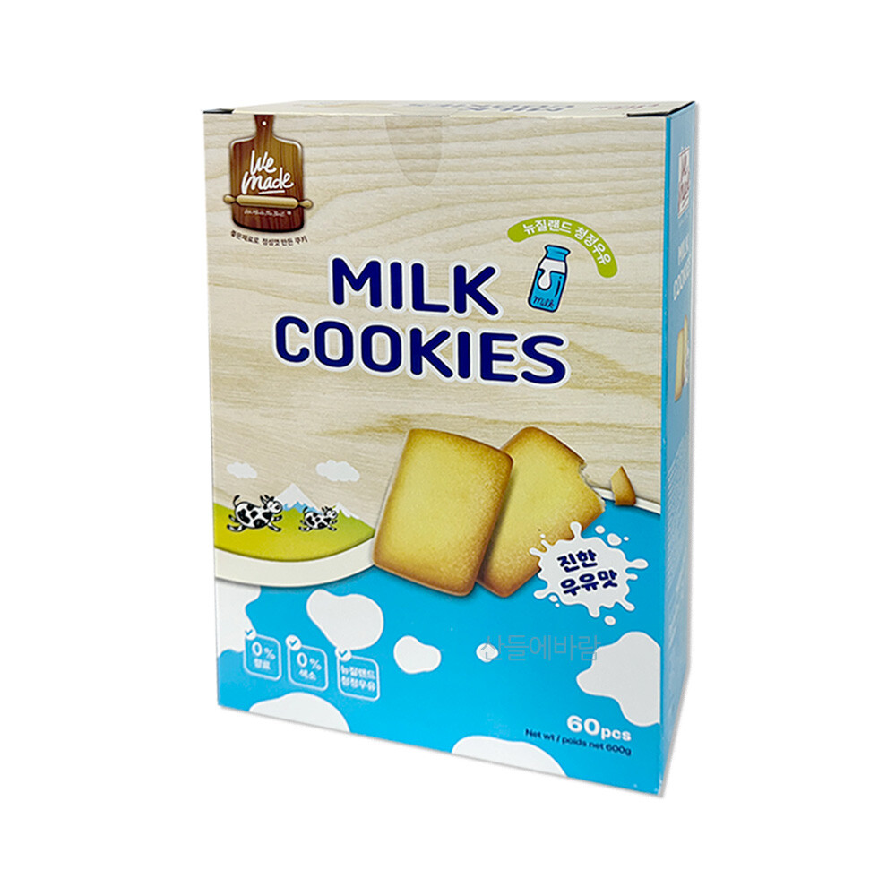 [Hunya Foods][오늘출발] 위메이드 위메이드 밀크쿠키 600g (10g X 60개입) 대만 우유쿠키 비스킷 대용량 개별포장