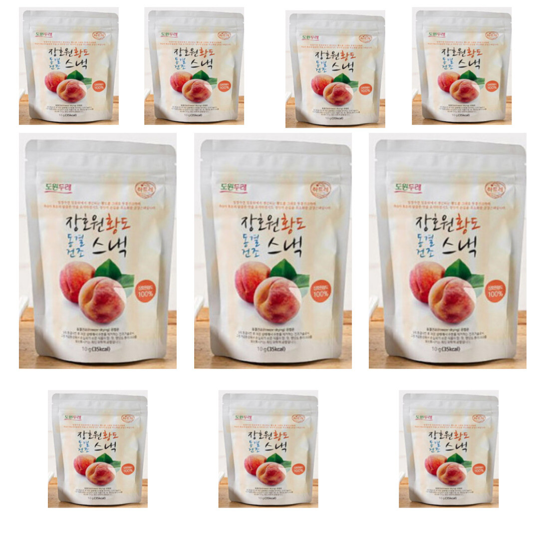 장호원 국산 황도 동결 건조 스낵 10g 10팩 국내산 선물 간편식 간식 과자 아이들 복숭아 과일칩 건과일