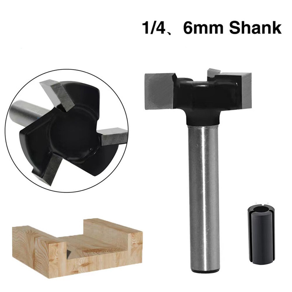 목공 공구 라우터 비트 산업용 등급 밀링 커터 슬롯 1 개 1/4 또는 6mm 생크 3 엣지 T 타입