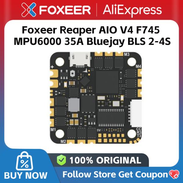 [오늘출발] Foxeer F7 AIO V4 비행 컨트롤러 MPU6000 BLS 2-6S D샷 ESC DJI CADDX VTX 25.5x25.5mm 레이싱 드론용