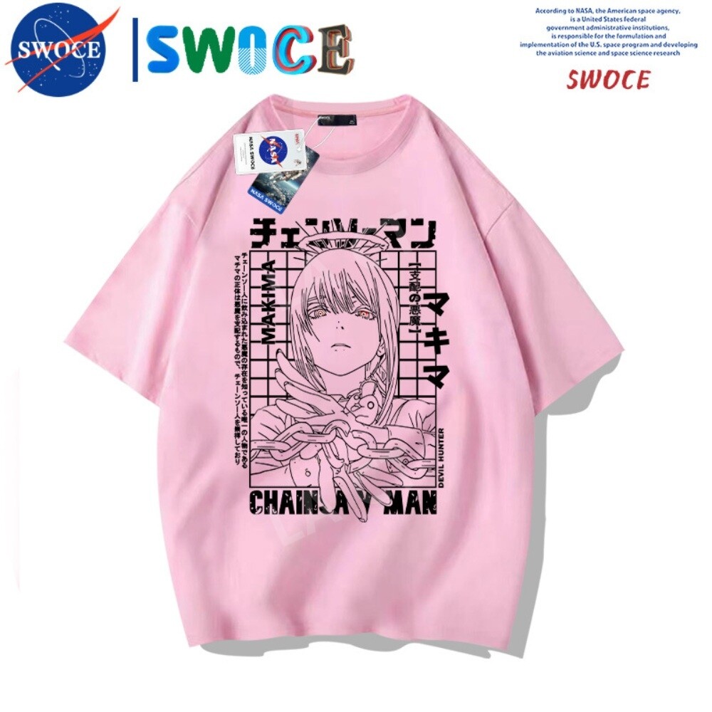 체인소맨 반팔 티셔츠 프린팅 씹덕티셔츠 오버핏 씹덕티 빈티지 티 힙합 마키마-D/160XS