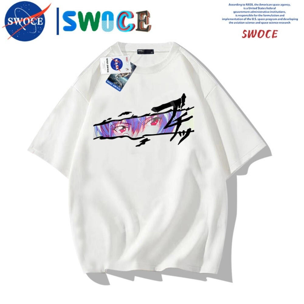 에반게리온 프린팅 반팔 티셔츠 씹덕티셔츠 오버핏 씹덕티 빈티지 티 힙합2-B/2XL