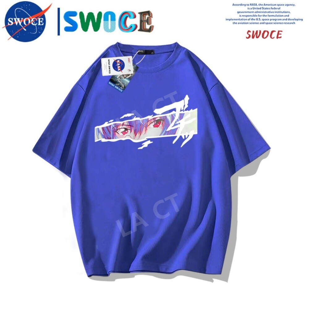 에반게리온 프린팅 반팔 티셔츠 씹덕티셔츠 오버핏 씹덕티 빈티지 티 힙합2-E/180XL