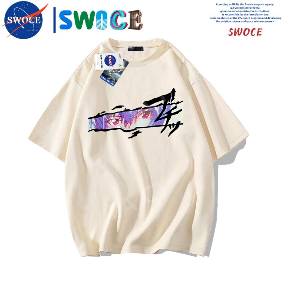 에반게리온 프린팅 반팔 티셔츠 씹덕티셔츠 오버핏 씹덕티 빈티지 티 힙합2-G/2XL