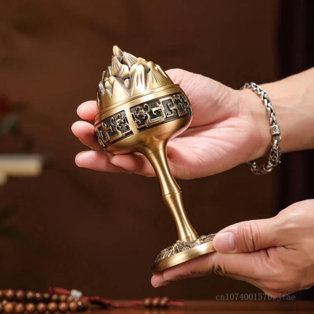 향 스타일 보산 스토브 구리 버너 가정용 실내 젠 티 룸 샌달우드 아로마 테라피 1 개