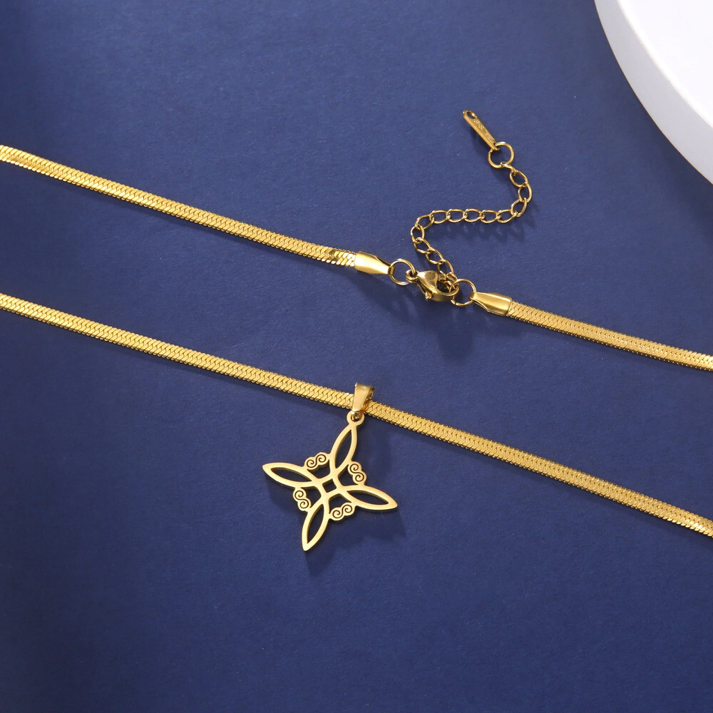 매듭묵주 여성용 마녀 매듭 목걸이 행운의 펜던트 아일랜드 셀틱스 보호 부적 스테인레스 스틸 요술 주얼리