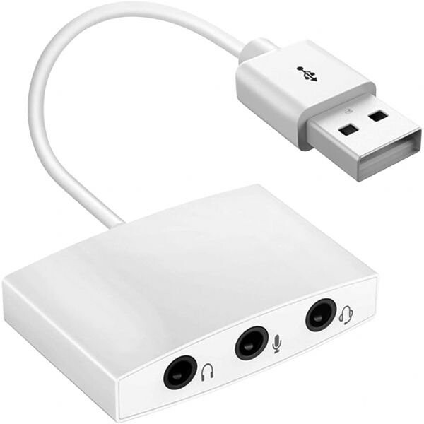 오디오 사운드 카드 3D 스테레오 플러그 앤 플레이 3포트 외장 7.1채널 USB 노트북(USB Live White용)
