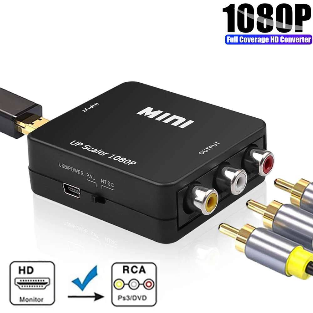 [오늘출발] HDMI to RCA 컨버터 HDMI to AV 컨버터 어댑터 비디오 복합 컨버터 스위치 지지대 NTSC PAL HDMI2AV 1080P