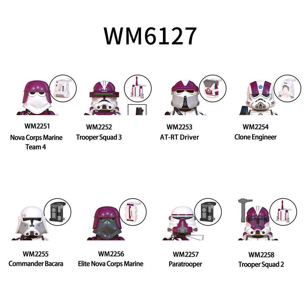 WM6127 블록 장난감 노바 군단 마린 팀 4 브릭 WM2258 트루퍼 Squad3 피규어 커맨더 바카라 미니 조립