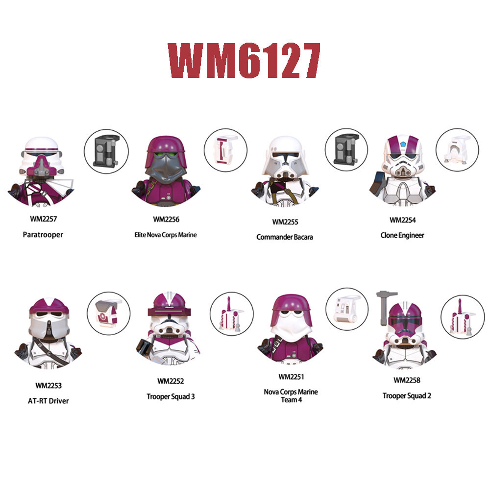 WM6127 엘리트 노바 군단 마린 블록 장난감 커맨더 바카라 미니 피규어 AT RT 드라이버 브릭 피규어 낙하산