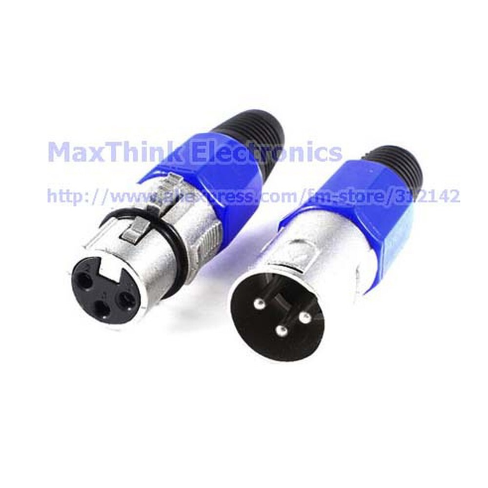 Xlr 3 핀 암/수 잭 소켓 플러그 마이크 케이블 용 오디오 어댑터 커넥터 검정색 파란색 5 쌍 무료 배송