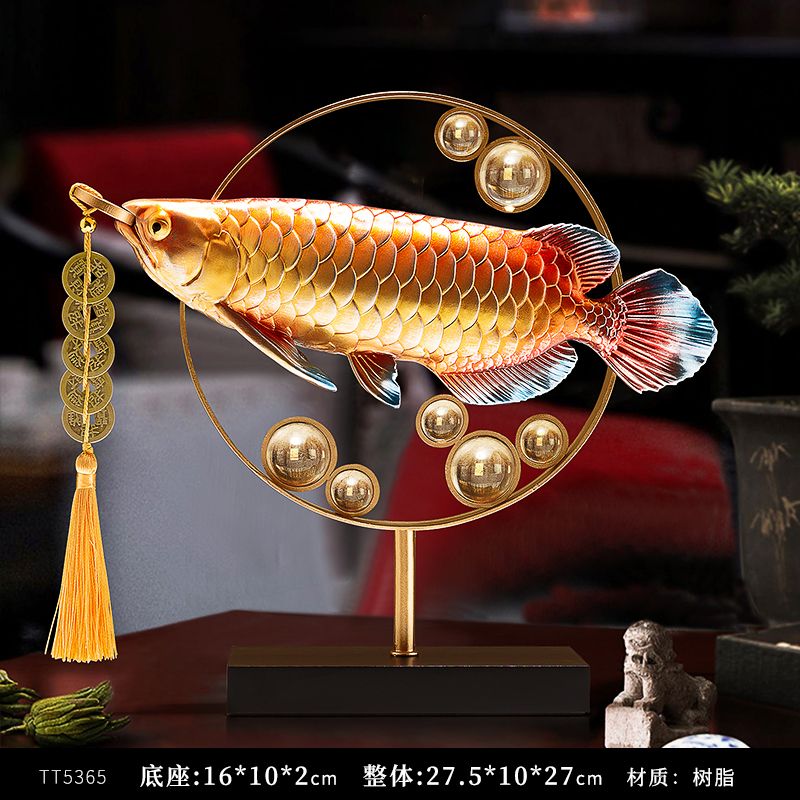 물고기 장식품 거실 재물복 공예품 현관 인테리어 장식 컬러풀골든드래곤