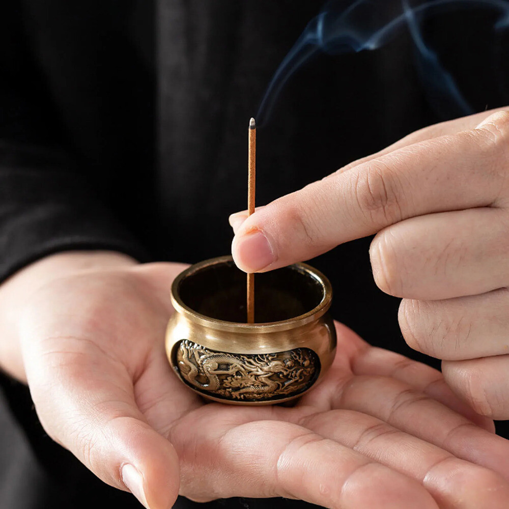 향 금속 스틱 미니 세 다리 조각 구리 합금 아로마 테라피 실내 용광로