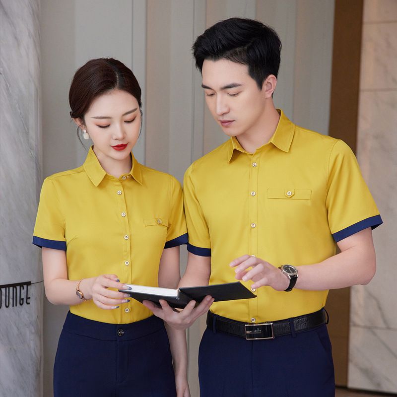 카지노 웨이터 남녀 반팔셔츠 바지카페 계산원 여름 유니폼 승무원 작업복 데스크 호텔 프런트