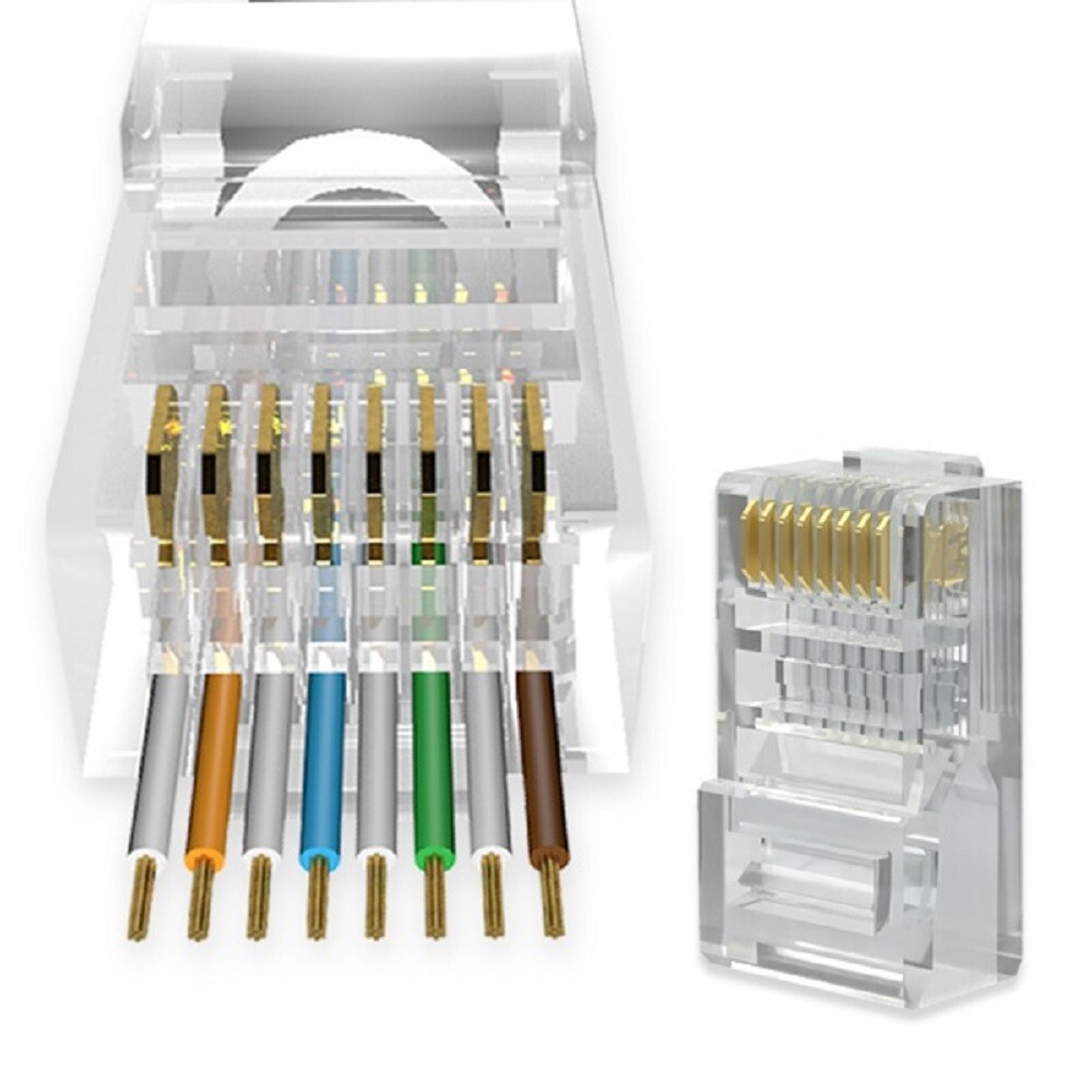 [오늘출발] 8P EZ 관통 통과형 RJ-45 기가랜 랜플러그 CAT.5E 제작형 모듈러 100개