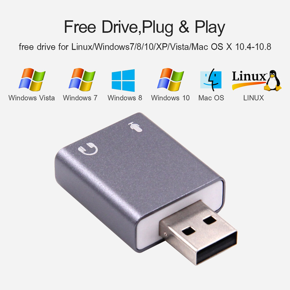 [오늘출발] 외장 USB 사운드 카드 초휴대용 HIFI 매직 보이스 마이크 입력 오디오 출력 포트 무료 드라이브 플러그
