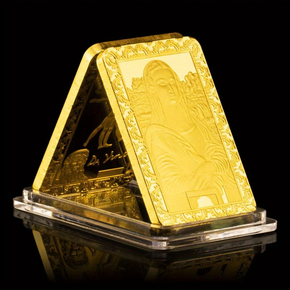 기념주화  레오나르도 다빈치 소장용 금도금 기념품 모나리자 스마일 바소 릴레보 컬렉션 선물 기념 주화 1