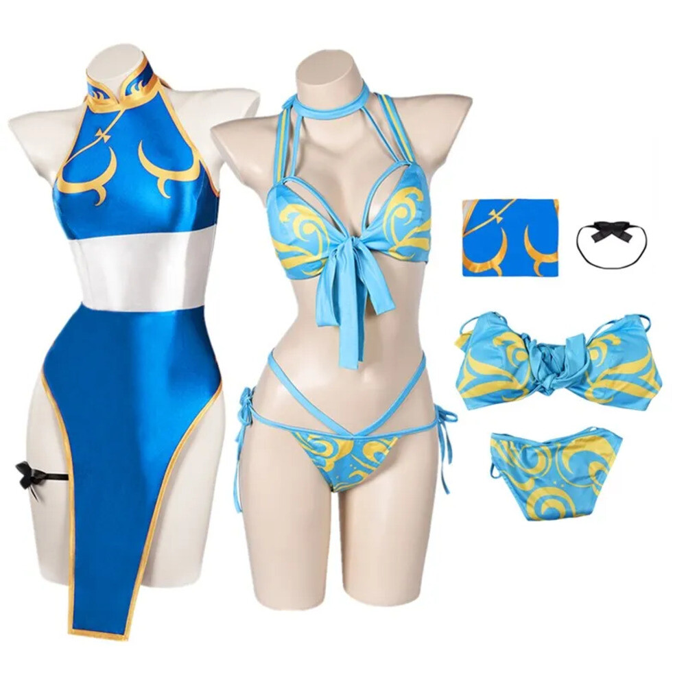 천리 코스프레 수영복 게임 판타지 성인 여성 섹시 비키니 코스튬 여름 의상 할로윈 카니발 파티 세트