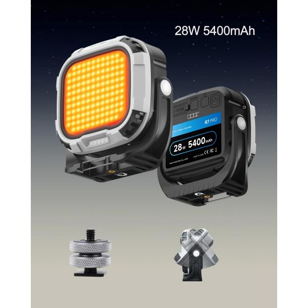 [오늘출발] MARTVSEN 마그네틱 LED 비디오 라이트 비디오 녹화용 빨간색 경고등 포함 휴대용 카메라 필 라이트 R7 PRO