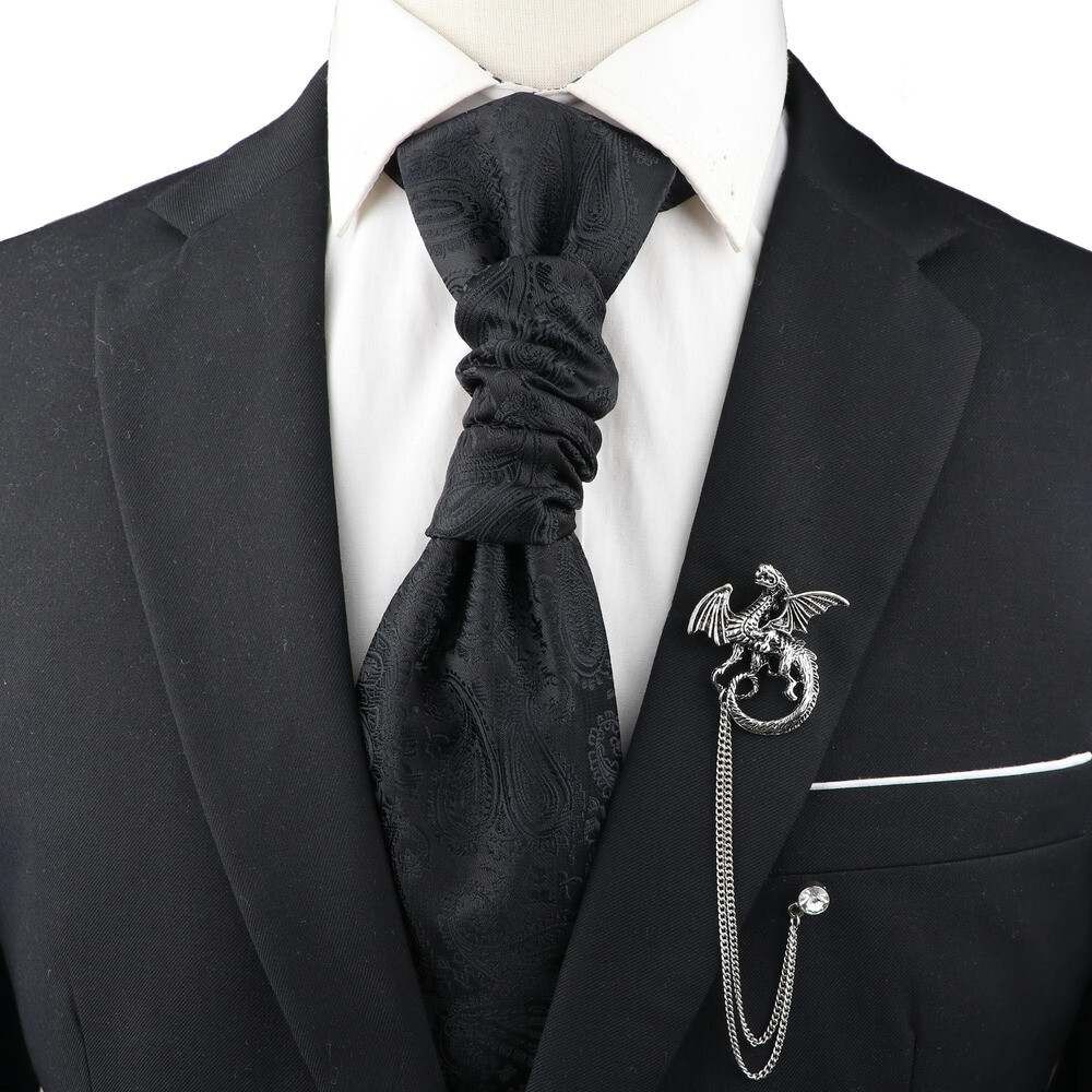밥알브로치 패션 신사 술 브로치 남성 정장 셔츠 칼라 체인 핀 사자 드래곤 웨딩 디너 액세서리