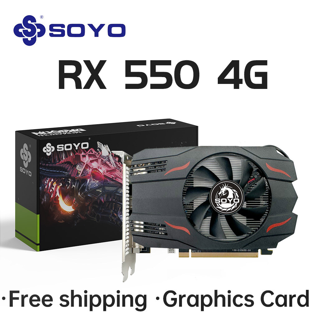 SOYO AMD Radeon RX550 데스크탑 PC 게임용 비디오 오피스 그래픽 카드 128 비트 HDMI RX 550 컴퓨터