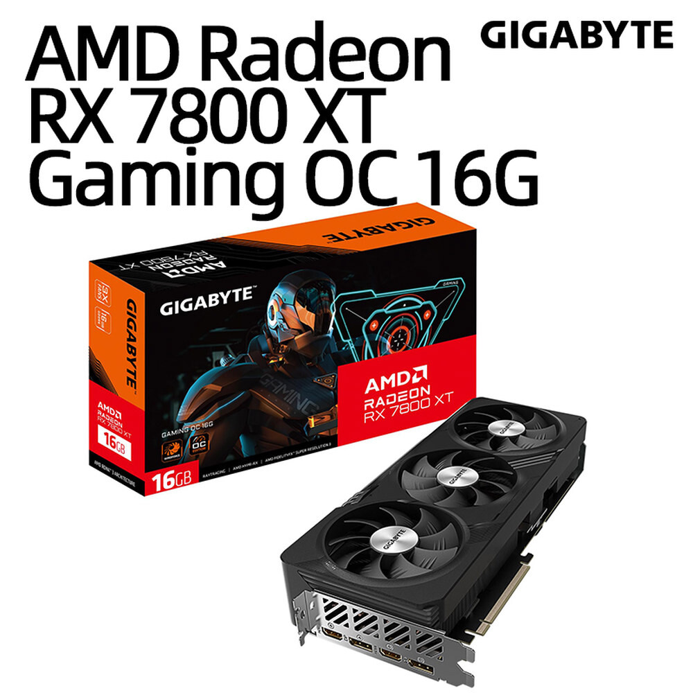 GIGABYTE 라데온 RX 7800 XT 게이밍 OC 16G 그래픽 카드 3X WINDFORCE 팬 16GB 256 비트 GDDR6 데스크탑