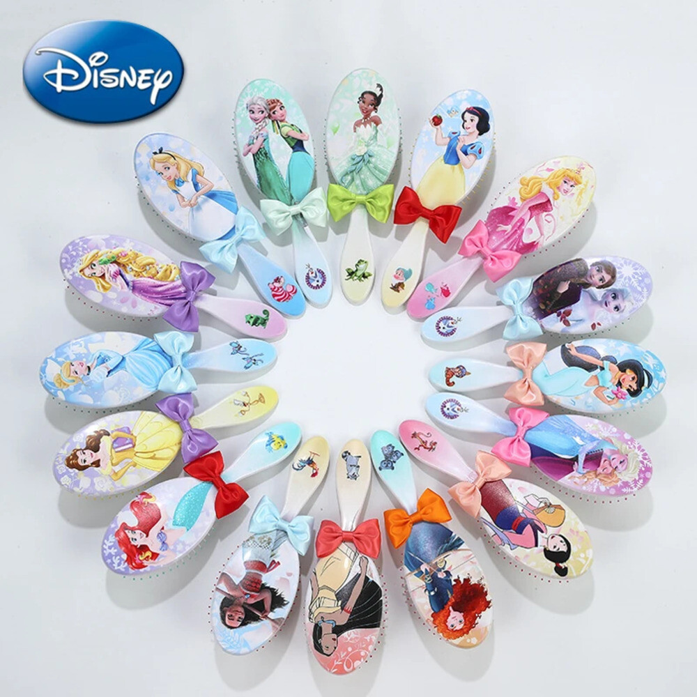 엘사피규어 겨울왕국 디즈니 공주 에어 쿠션 마사지 빗 냉동 엘사 만화 피규어 활 헤어 브러시 미용 도구