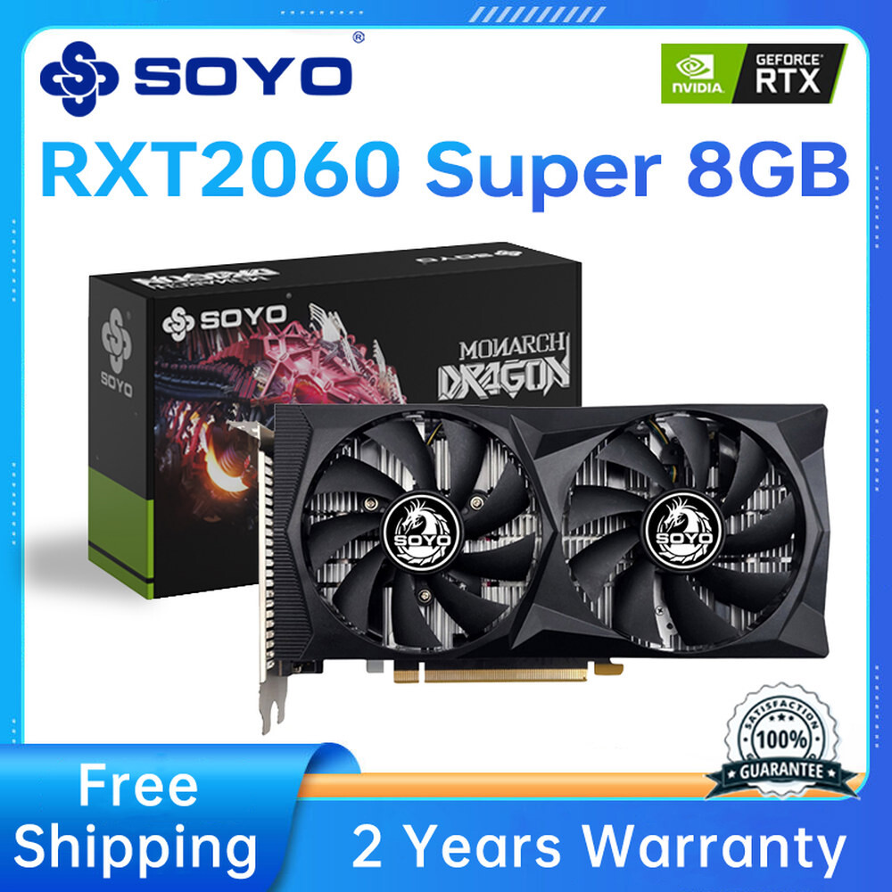 [오늘출발] SOYO RTX 2060 슈퍼 그래픽 카드 데스크탑 게이밍 GDDR6 PCIE PCI E3 0 16X 3DP HD 슬롯 ET