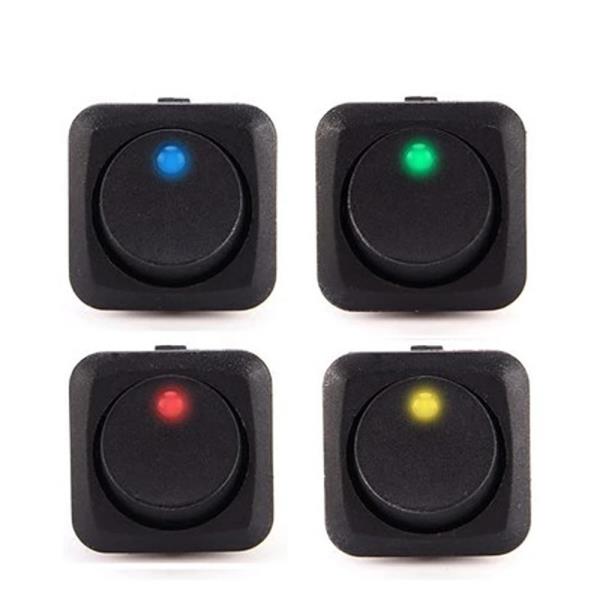 [오늘출발] 범용 자동차 수정 라운드 로커 스위치 푸시 단추 모터 조명 전원 레드 옐로우 블루 12V 25A 3 핀 ON OFF