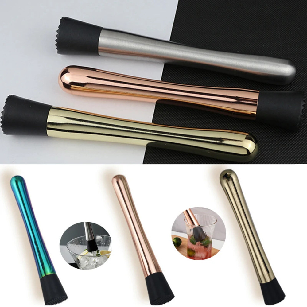 바스푼 블랙 로즈 골드 실버 스테인리스 스틸 칵테일 머들러 혼합 스푼 홈 바 도구 세트 과일 기반 음료 8
