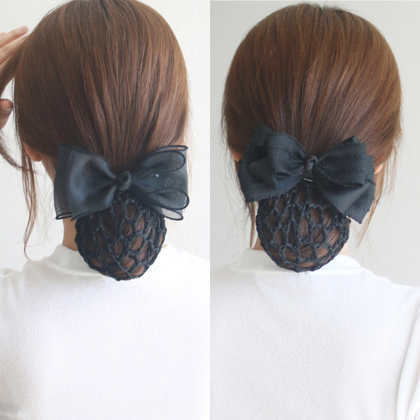 [오늘출발] 검정 리본핀 머리망핀 간호사 승무원 카페 알바 고급 핸드메이드 헤어 머리핀 망삔