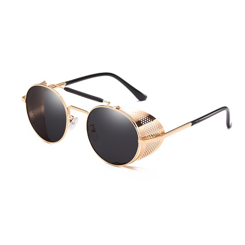 남자선글라스 추천 원형 힙합 랩 스타일 패션 자외선 방지 썬글라스-실버 회색 필름