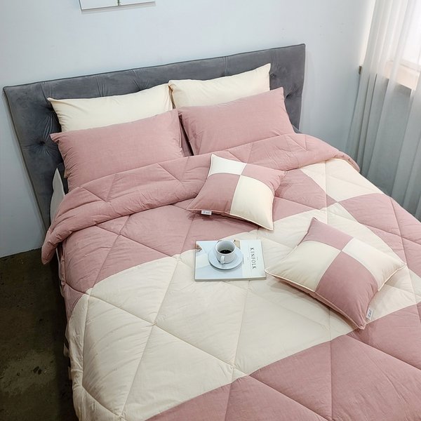 (제이큐)피그니쳐 심플 모던 도톰한 사계절 차렵 침구 아몬드S