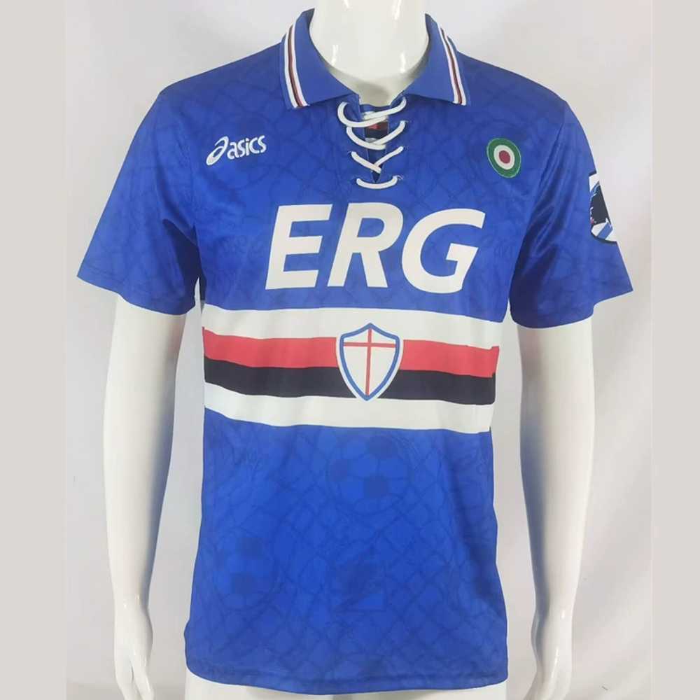 94-95  삼프도리아 홈 레트로 올드 저지 굴리트 만치니 축구유니폼 레플리카