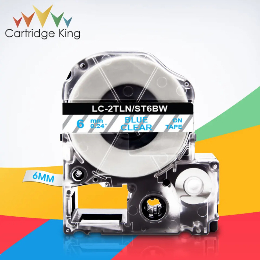 블루 지우기 ST6BW LC-2TLN 6mm x 8m 라벨 테이프 엡손 킹 짐 TepraPro C410 LW-400 LW-400L LW-K400L 프린