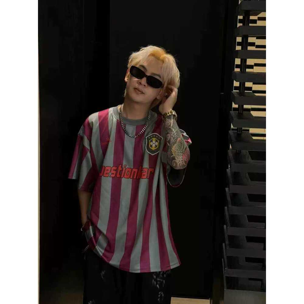 [해외] 트렌디한 축구 유니폼 일상복  아메리칸 스트리트 레플리카  남성용 및 여성용 반팔 티셔츠 스포츠 의류