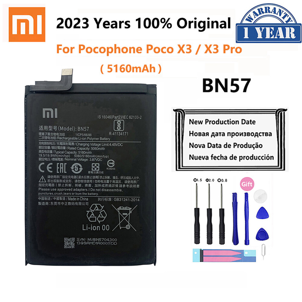 [오늘출발] Xiaomi Pocophone X3 Poco X3 Pro 교체 용 배터리 Bateria 용 Original Xiao mi BN57 5 60mAh 전화 배터리