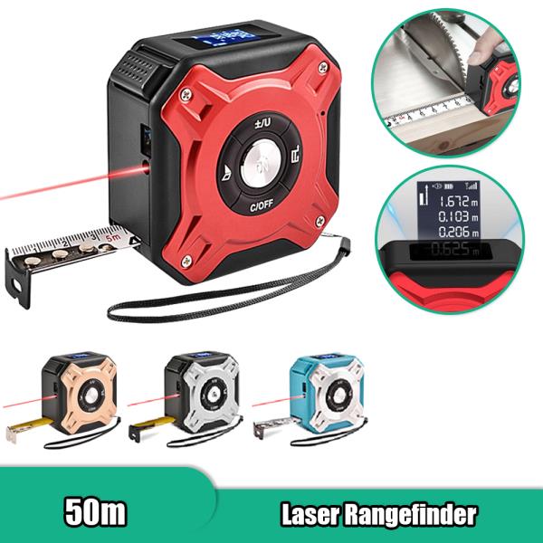 [오늘출발]디지털 레이저 테이프 측정 거리 정확한 계량기 건설 룰렛 개폐식 도구 50M