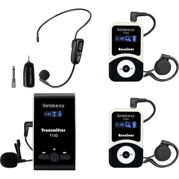 Retekess1개의 송신기 2 수신기의 케이스 T130 투어 가이드 시스템 TT123 무선 마이크 거리 즐기기 번역 장