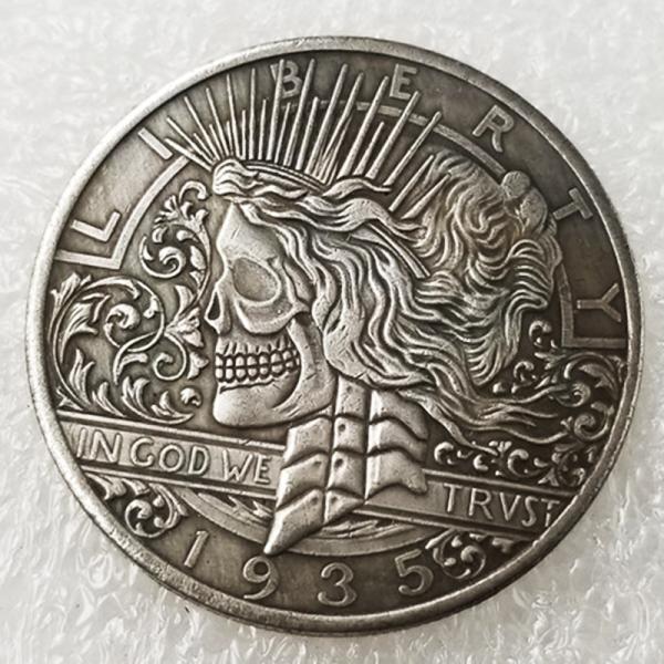 호보 니켈 동전 1935 미국 모건 해골 자유 평화 독수리 달러 메달 은화 행운의 수집품 동전 공예 선물