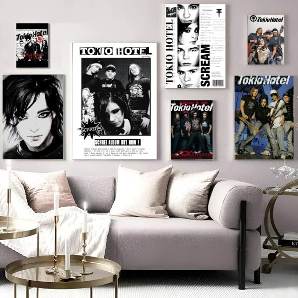 [오늘출발] 빈티지 영화포스터 토키오 호텔 빌 톰 카울리츠 백서 포스터 HD벽 아트 페인팅 공부방 장식