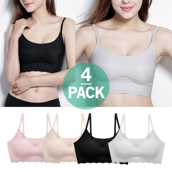 [오늘출발] 플레이워크 (4장세트) 여성 끈조절 스트랩 심리스브라 노와이어 브라 브라탑 4장세트 끈조절가능 무료배송